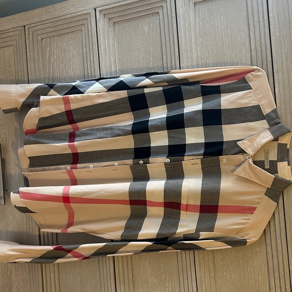 Burberry Beige and Black Plaid Shirt - Picture 1 of 5